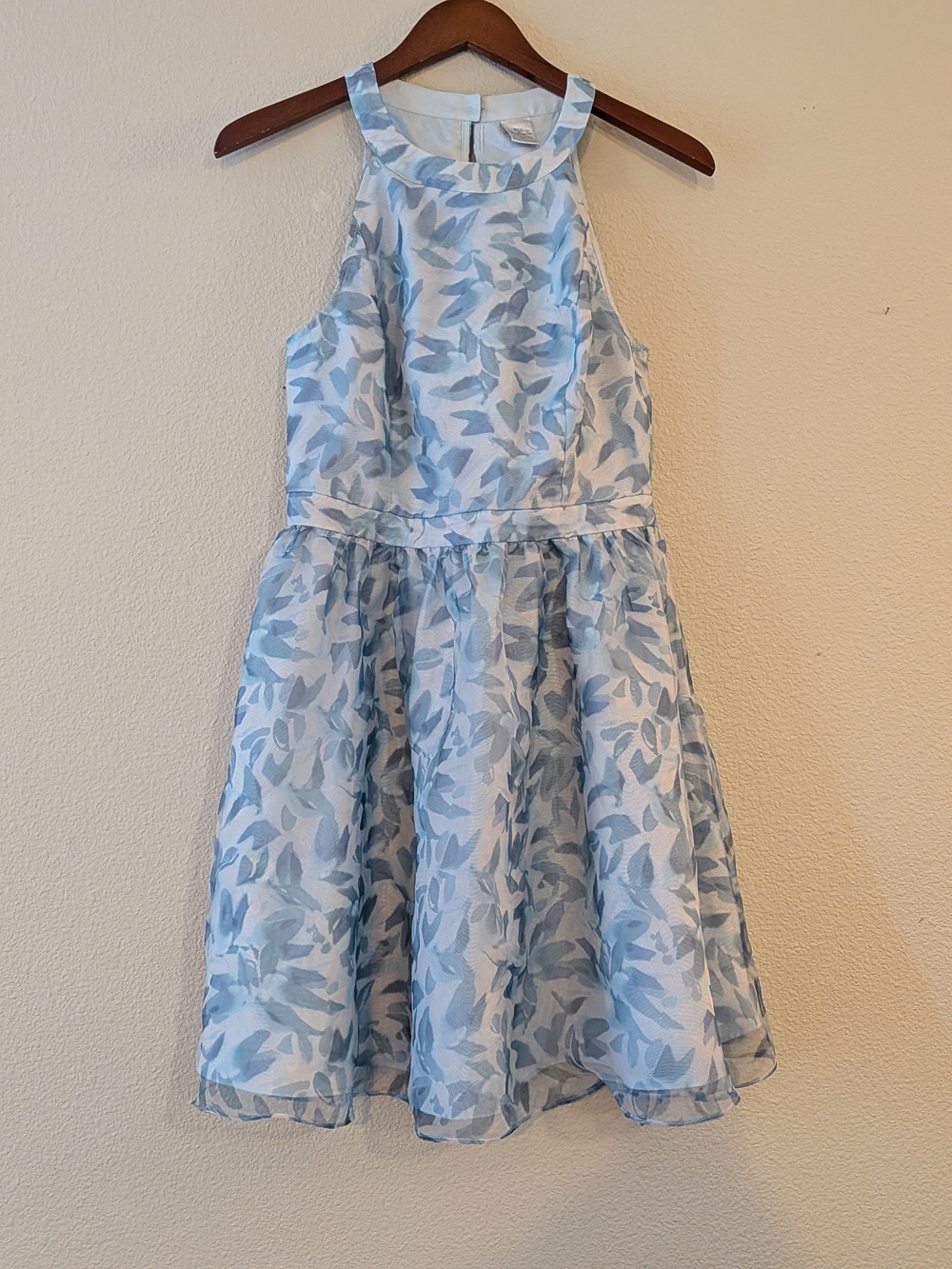 Lauren Conrad Cinderella Light Blue Leaf-Print Halter Party Dress Disney